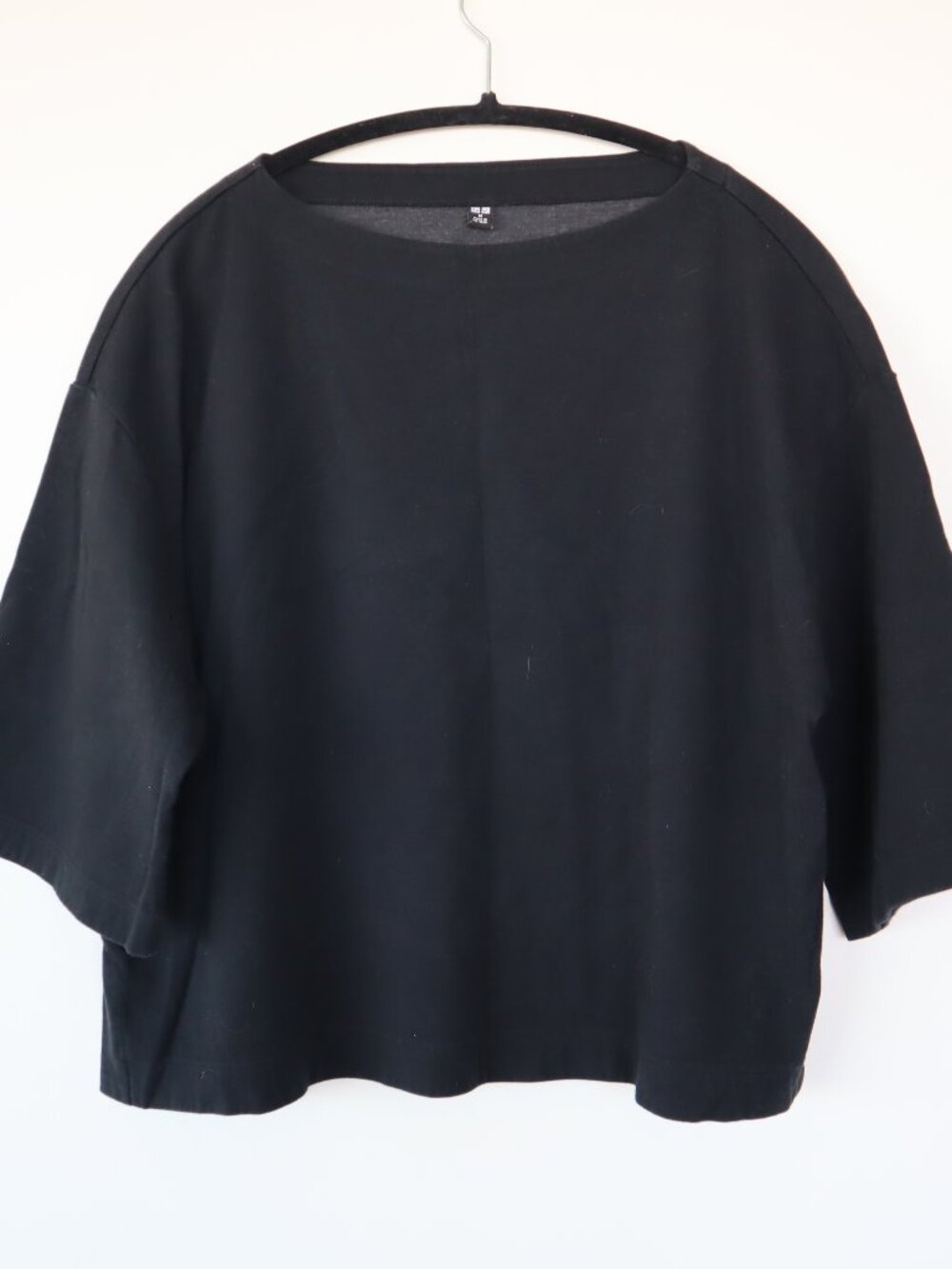 Uniqlo Black Boatneck Top, Size Medium